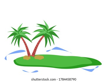 Tropical island with palm tree, coconut tree .isolate on white background.