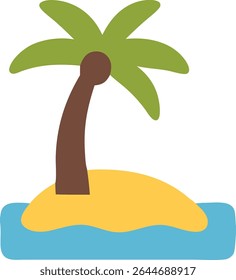 Tropical Island with Palm Tree Vector Icon
