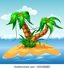 Tropical island with palm trees.