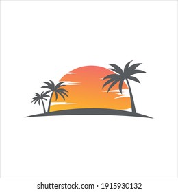 tropical island with palm trees design vector illustration	