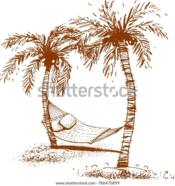 Tropical Island Palm Trees Hammock Vector Stock Vector (Royalty Free ...