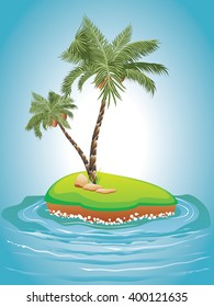 Tropical Island Palm Trees Illustration Sea Stock Vector (Royalty Free ...