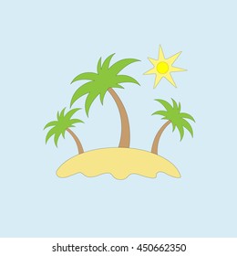 Tropical Island with Palm Trees in the Ocean; Tourist Destination during Holiday Time