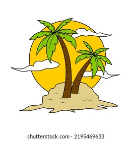 Tropical Island With Palm Trees And Sun