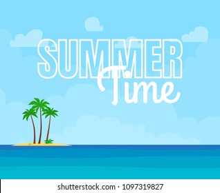 Tropical island with palm trees. Vector illustration