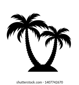 Tropical island with palm trees vector icon isolated on white background