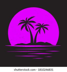 Tropical Island with Palm Trees Vector Graphic T-shirt