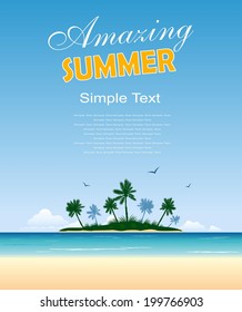 Tropical island, palm trees. Vector