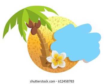 Tropical island with palm trees. Vector illustration icon for Thailand traveling.