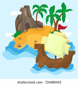 Tropical Island with palms in ocean