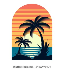 tropical island with palms. Summer. vector illustration for t-shirts bag 