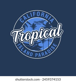 Tropical island paradise california typography summer beach graphic tee