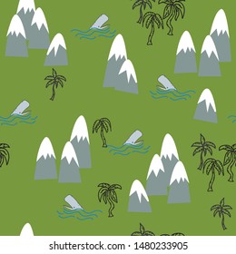 Tropical island repeat semaless vector surface pattern design