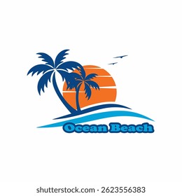 tropical island sea logo simple concept
