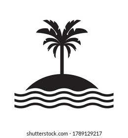 tropical island sea ocen sun cloud nature icon vector 