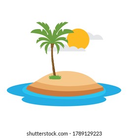 tropical island sea ocen sun cloud nature icon vector 