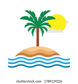 tropical island sea ocen sun cloud nature icon vector 