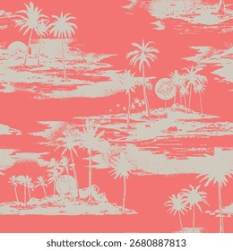 Patrón inconsútil de la isla tropical en el fondo