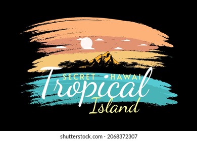 tropical island silhouette retro design