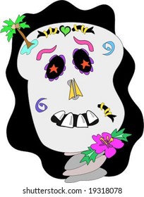 Tropical Island Skull Vector