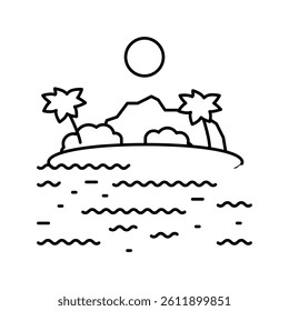 tropical island summer line icon vector. tropical island summer sign. isolated contour symbol black illustration