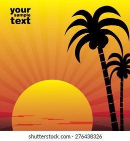 Tropical Island Sunset Background