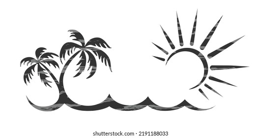 Tropical Island Symbol Sea Sun Palm Stock Vector (Royalty Free ...