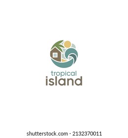 Tropical island travel agency logo
