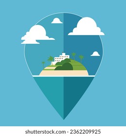 tropical island travel icon vector illustration by shabrina iqlil