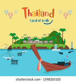 Tropical island. travel to southern thailand. Vector illustration