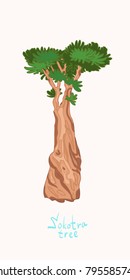 tropical island tree wood image color lines vector