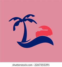 Tropical island vacation logo design. Holiday logo template