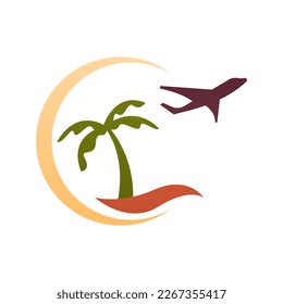 Tropical island vacation logo design. Holiday logo template
