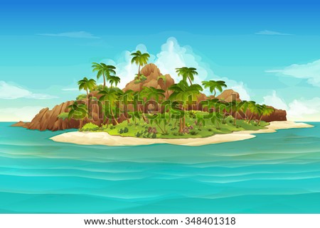 Tropical island, vector background