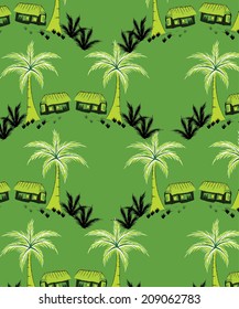 tropical island .Vector background with coconut trees.