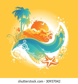 Tropical island, vector illustration