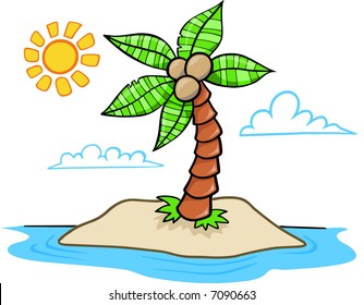 Tropical Island Vector Illustration Stock Vector (Royalty Free) 7090663 ...