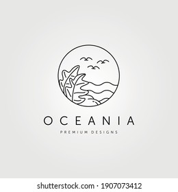tropical island vector logo line art minimalist symbol illustration design