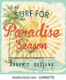 Tropical island vector poster