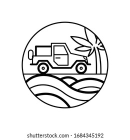 Tropical island with waves and sky line illustration