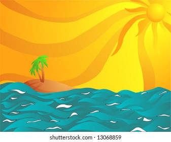 Tropical island in the way ocean it in one day sunny.