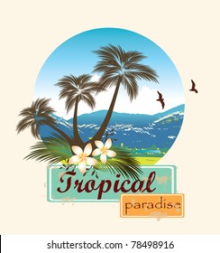 Tropical island.Vector illustration