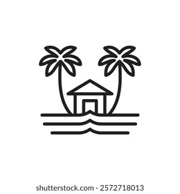 Tropical isle resort icon Simple thin outline