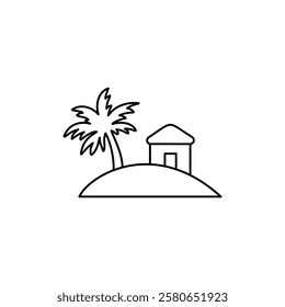Tropical isle resort icon Vector logo set flat