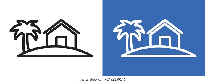 Tropical isle resort logo sign set vector outline