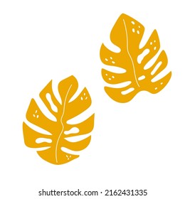 Tropical isolated yellow playful palm leaves. Modern abstract vector illustration