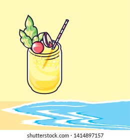 tropical juice fruit fresh in the beach