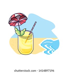 tropical juice fruit fresh in beach