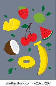 Tropical Juicy Fruits Vector graphic