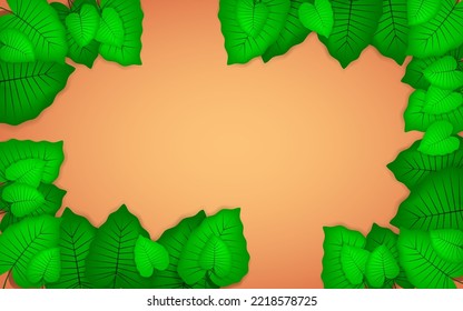 Tropical Jungle background. Leaves of the tropical trees and plants as frame